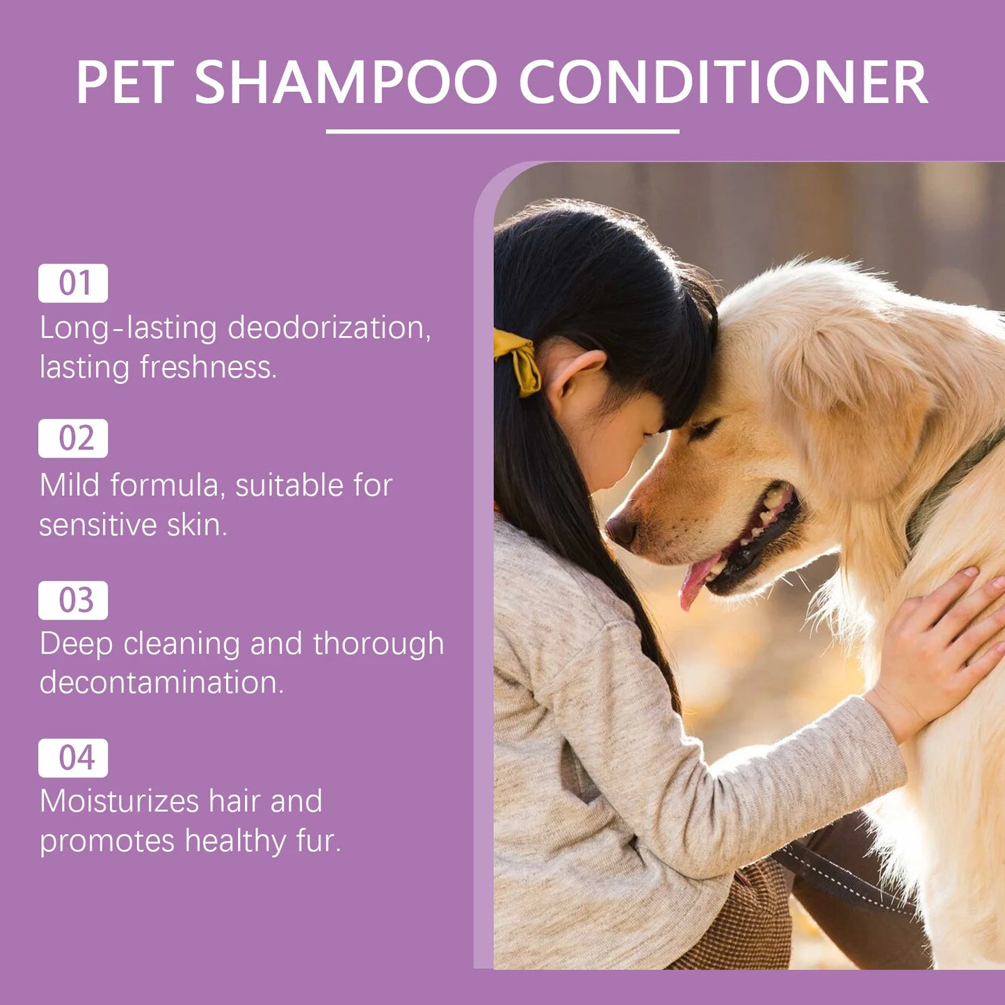 Yegbong Pet Lavender Hair Shampoo Gentle Cleaning Pet Remove Dirts Volumizing Enhance Smoothness Relief Dryness Pet Hair Shampoo