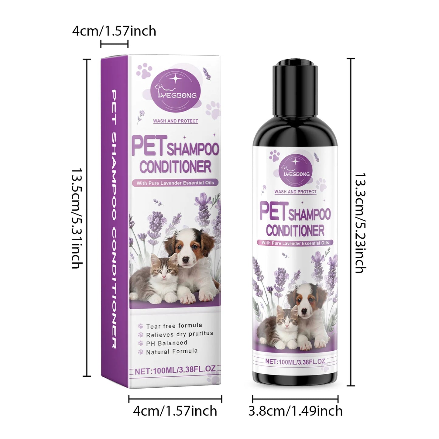 Yegbong Pet Lavender Hair Shampoo Gentle Cleaning Pet Remove Dirts Volumizing Enhance Smoothness Relief Dryness Pet Hair Shampoo