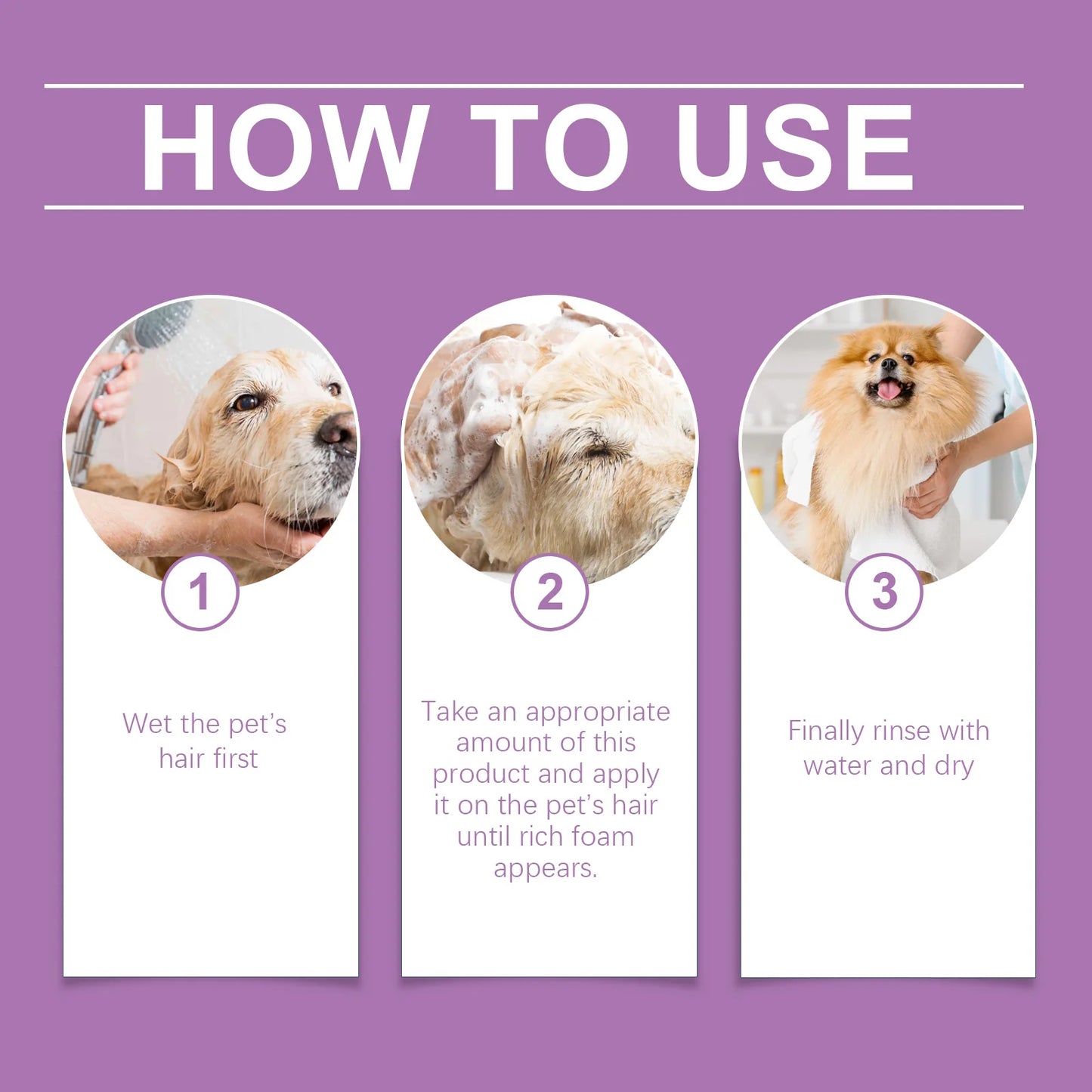 Yegbong Pet Lavender Hair Shampoo Gentle Cleaning Pet Remove Dirts Volumizing Enhance Smoothness Relief Dryness Pet Hair Shampoo