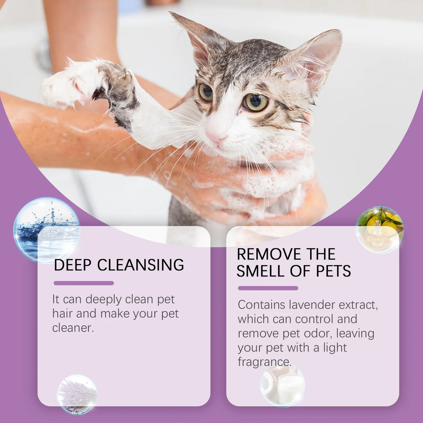 Yegbong Pet Lavender Hair Shampoo Gentle Cleaning Pet Remove Dirts Volumizing Enhance Smoothness Relief Dryness Pet Hair Shampoo