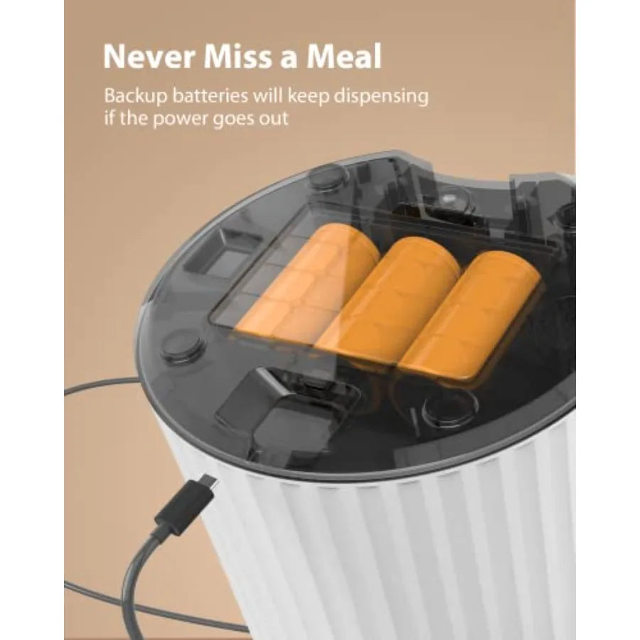 Timed Automatic Cat Feeders - 4L Programable Dry Food Dispenser for Cats and Small Medium Dogs 6 Meals with Desiccant Bag Dual