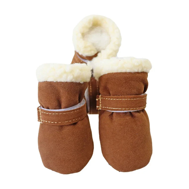 4Pcs New Winter Shoes Non-slip Snow Waterproof Warm Dogs Puppy Cat Chihuahua Pet Paw Care Pug Boots for Small Breeds Pet Dog
