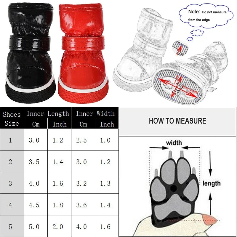 4Pcs/set Pet Dogs Winter Rain Shoes Waterproof Dog Snow Boots Puppy Dog Slip Shoes Chihuahua Yorkie Shoes Footwear Accessories