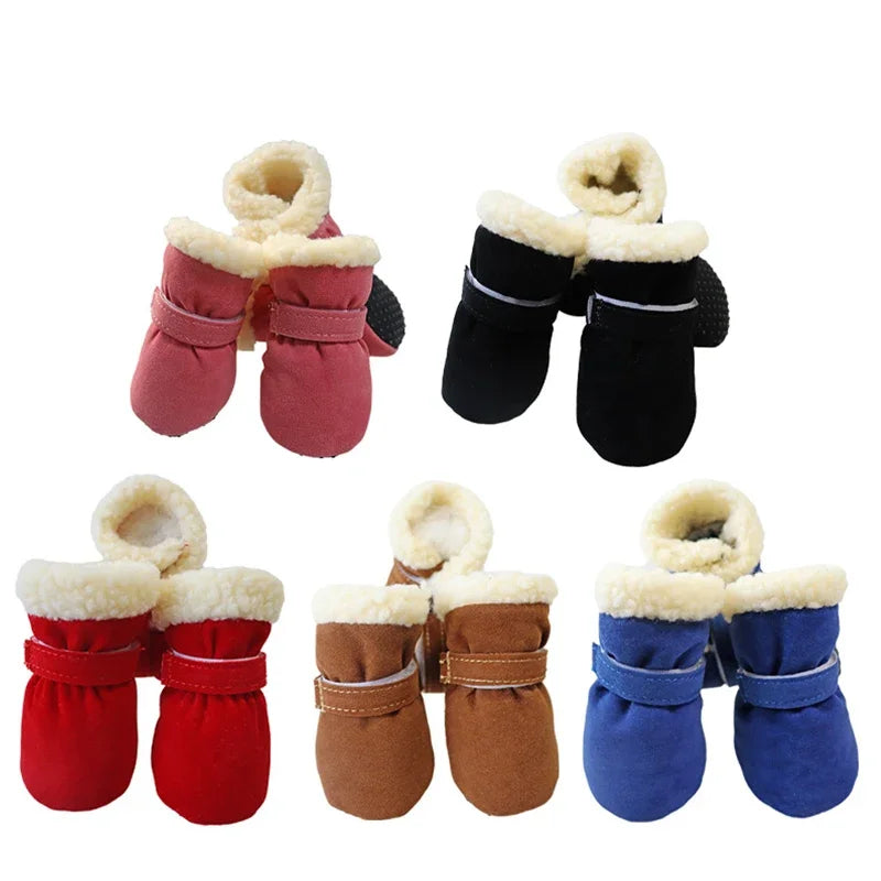 4Pcs New Winter Shoes Non-slip Snow Waterproof Warm Dogs Puppy Cat Chihuahua Pet Paw Care Pug Boots for Small Breeds Pet Dog