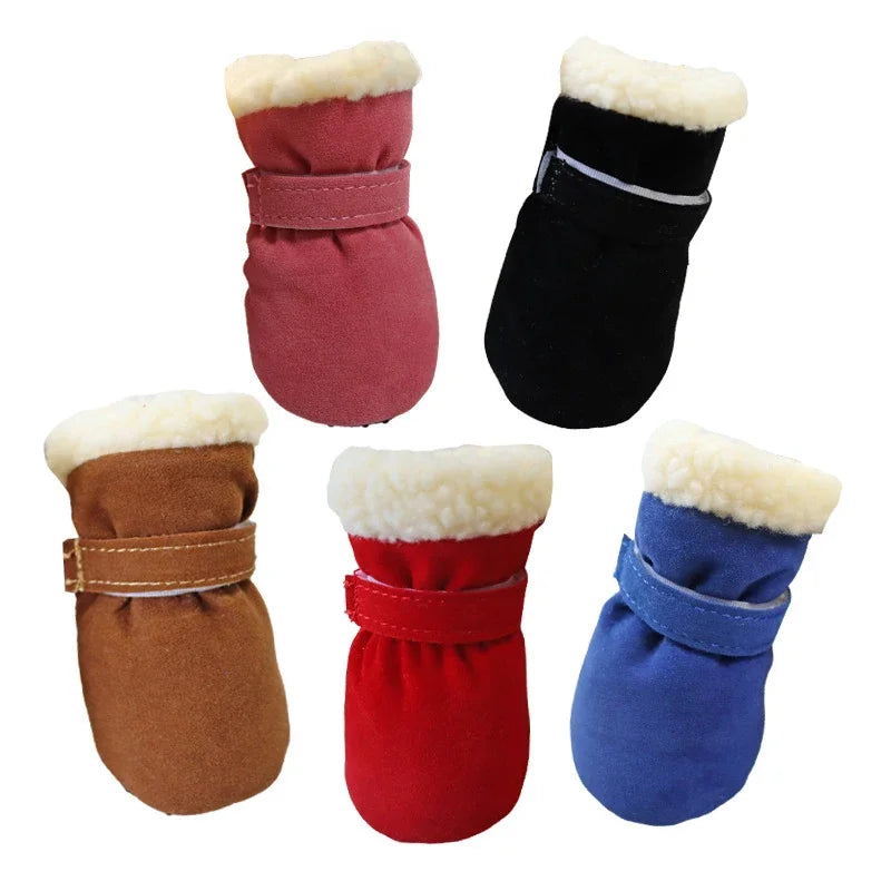 4Pcs New Winter Shoes Non-slip Snow Waterproof Warm Dogs Puppy Cat Chihuahua Pet Paw Care Pug Boots for Small Breeds Pet Dog