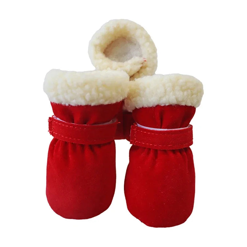 4Pcs New Winter Shoes Non-slip Snow Waterproof Warm Dogs Puppy Cat Chihuahua Pet Paw Care Pug Boots for Small Breeds Pet Dog