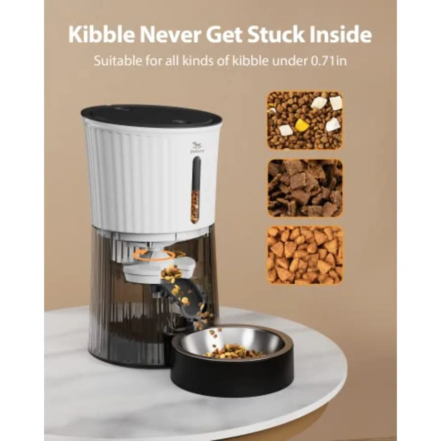 Timed Automatic Cat Feeders - 4L Programable Dry Food Dispenser for Cats and Small Medium Dogs 6 Meals with Desiccant Bag Dual
