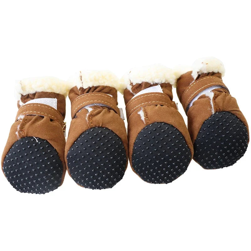 4Pcs New Winter Shoes Non-slip Snow Waterproof Warm Dogs Puppy Cat Chihuahua Pet Paw Care Pug Boots for Small Breeds Pet Dog