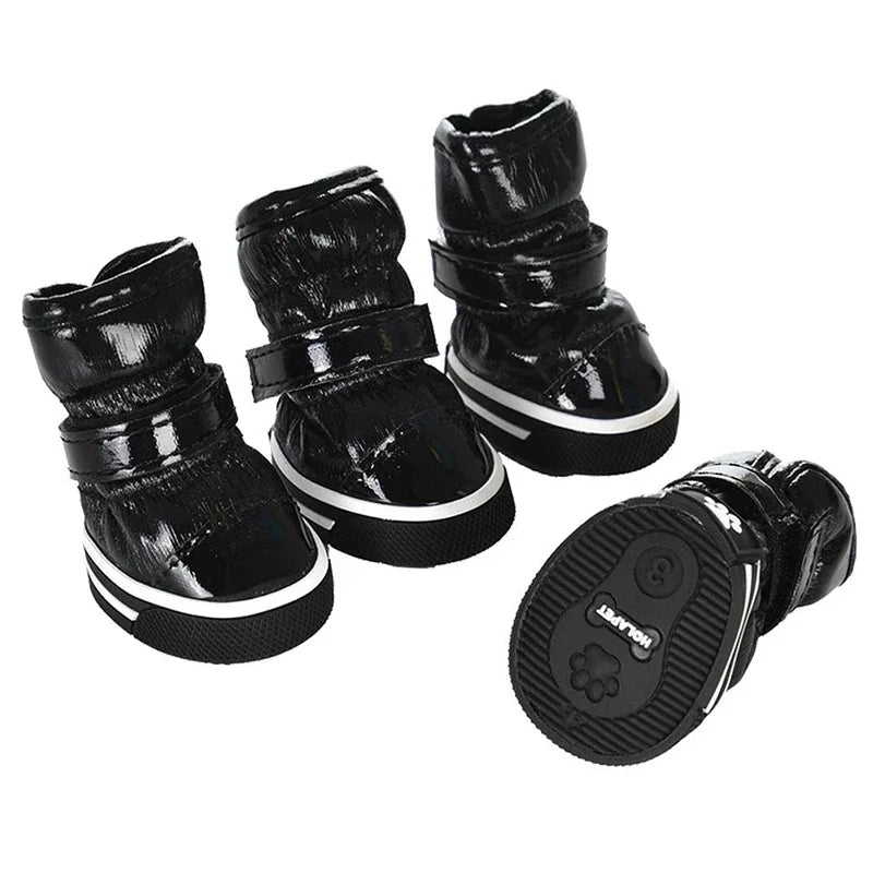 4Pcs/set Pet Dogs Winter Rain Shoes Waterproof Dog Snow Boots Puppy Dog Slip Shoes Chihuahua Yorkie Shoes Footwear Accessories